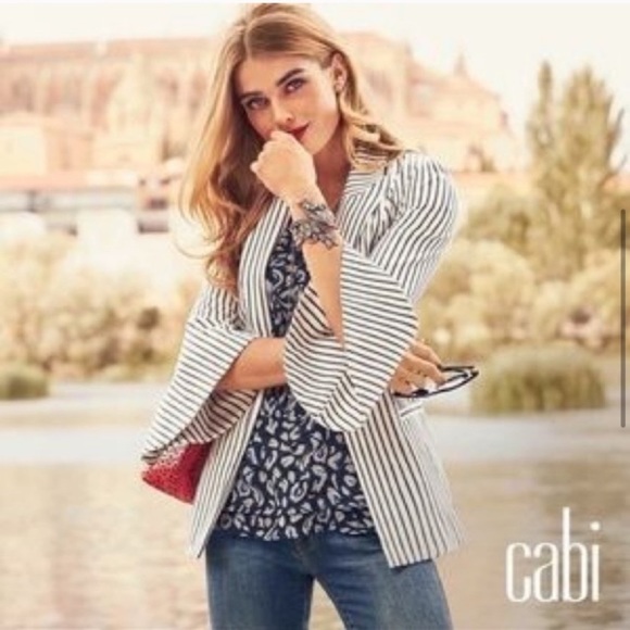 Cabi striped bell sleeve blazer - Picture 2 of 14